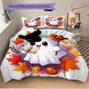 3pcs Happy Ghosts & Pumpkins Quilt Set Soft and Comfortable Bedroom, and Dorm Decor Bedding Set 1 Quilt Cover + 2 Pillowcases.L052