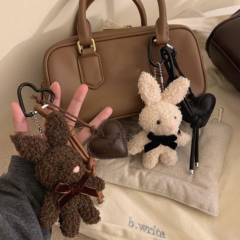 Cute Plush Bunny Keychain Cartoon Doll Kawaii Bag Charm Car Keychain Couples
