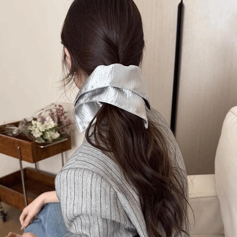 Solid Color Large Hair Tie Shiny Rubber Bands New Ponytail Hold Hair Accessories