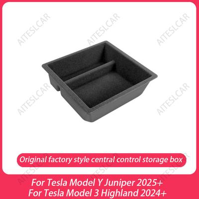 For Tesla Model 3/Y Juniper 2025+ Center Console Organizer Tray Armrest Cubby Drawer Flocking Model Y Storage Box Accessorie