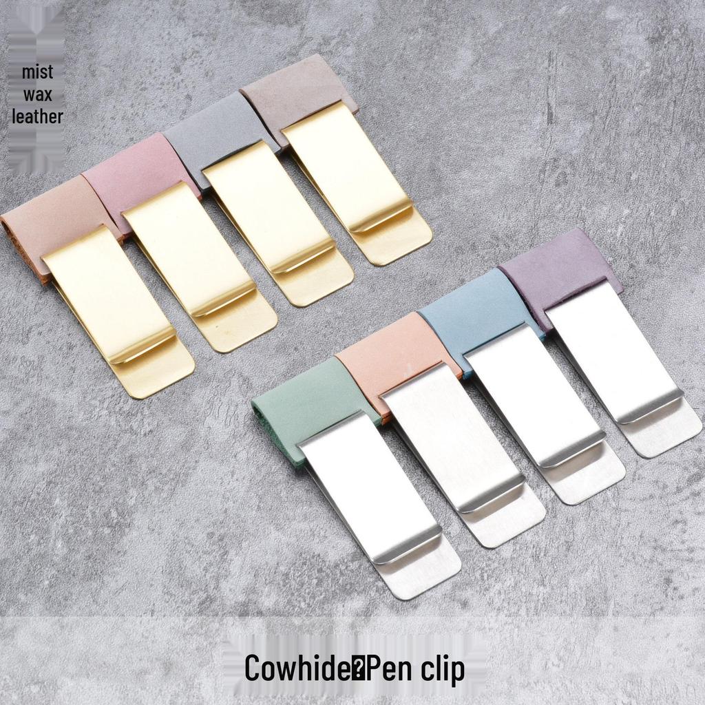 Traveler's Notebook Cowhide Brass Pen Clip - Retro Stainless Steel Sleeve for Metal Crafts