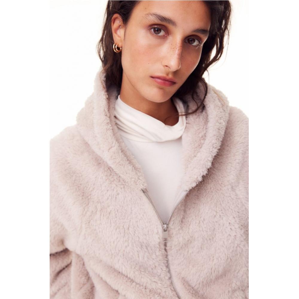 

Толстовка с капюшоном на молнии HM Pile Light Beige