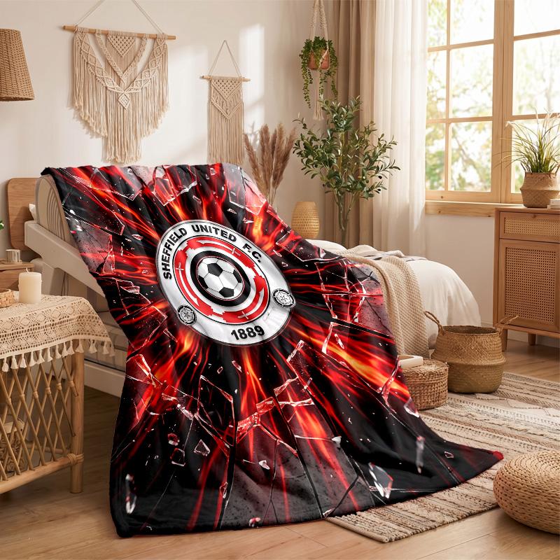Sheffield United Football Print Flannel Blanket Soft Warm Sofa Bed Throw Blanket For Home Office Bedroom