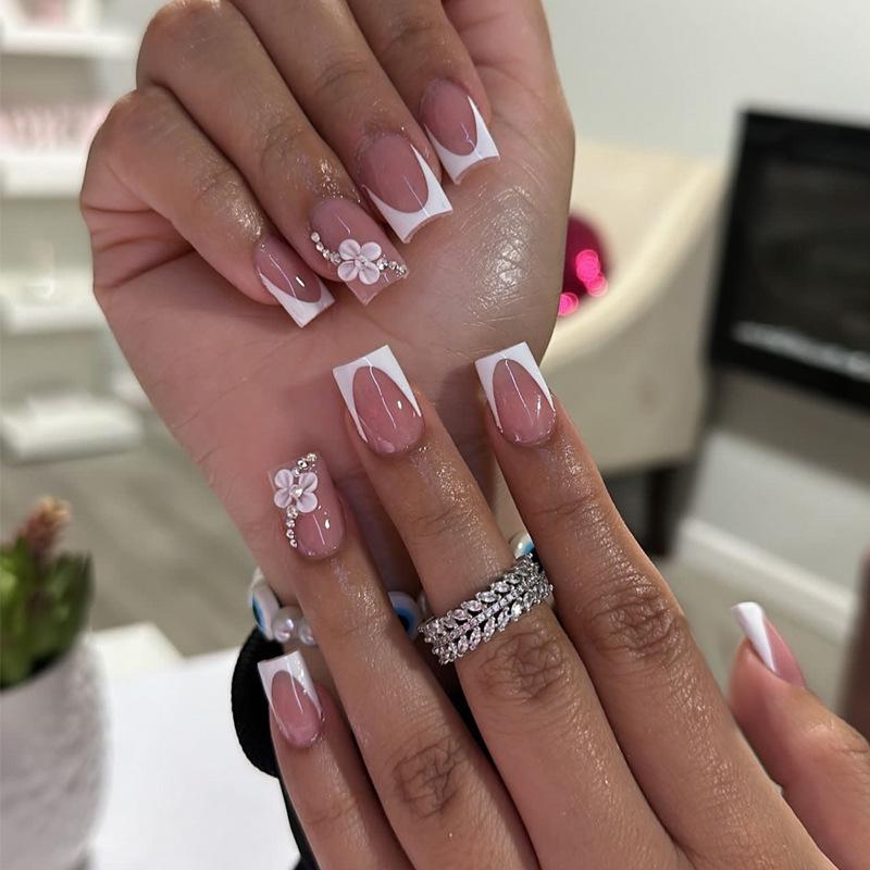 Europäische und amerikanische Gradient Pfirsichblüten Ballett Kurze Nagelspitzen