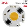 5pcs Chip COB LED Lamp Real Power 3W 5W 7W 10W 12W Y27 LED Lamp Bulb 220V IP65 Input Smart IC For DIY LED Flood Light Spotlight