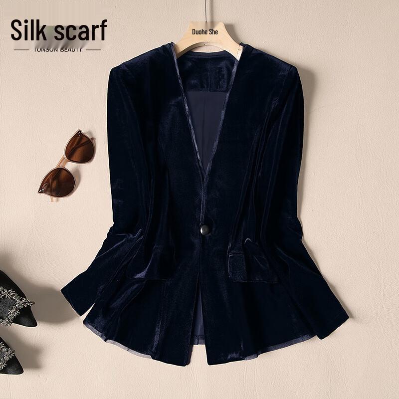 

Женский бархатный блейзер на одной пуговице XL