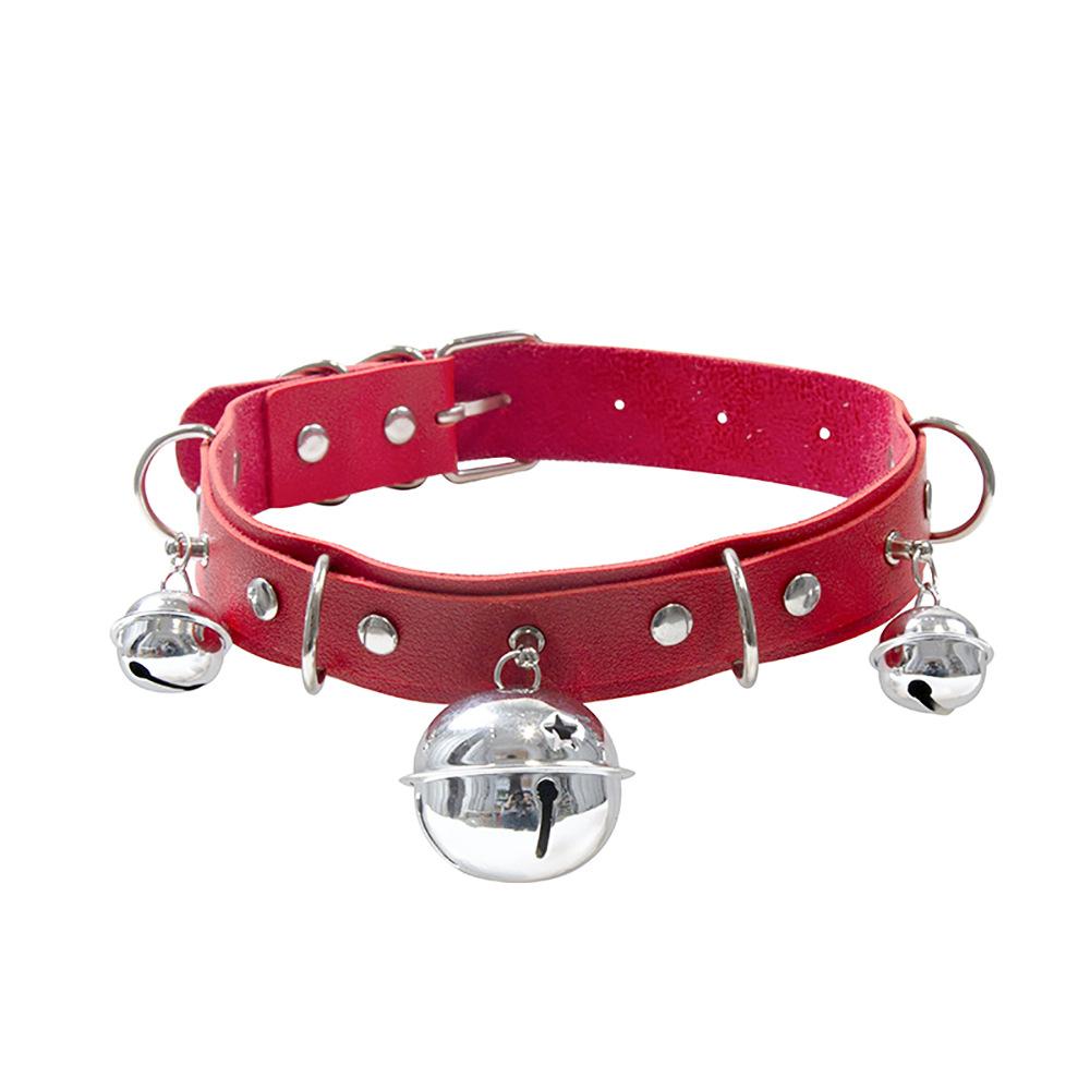 Punk Long Bell Collar Necklace with Leash for Men and Women