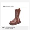 Girls Chelsea Boots Mid-Calf Soft Sole Embroidered Vintage Style Winter Kids Footwear