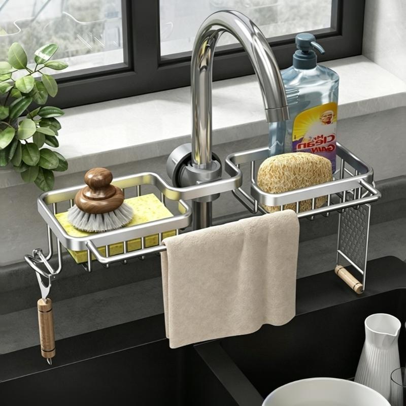 Kitchen Sink Drain Rack Heavy Duty Long Lasting Soap Sponge Holder Non-slip Storage Organizer for Commercial Kitchen