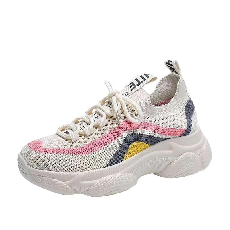 INS Fashion Clunky Sneakers Female Thick Soft Soled Light Running Shoes Summer Mesh Breathable Versatile Mom Shoes