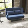 2-Seater Sofa Bed Linen-Type Upholstered with Backrest Adjustable In 5 Positions and 2 Pillows 120x75x85 Cm Dark Blue