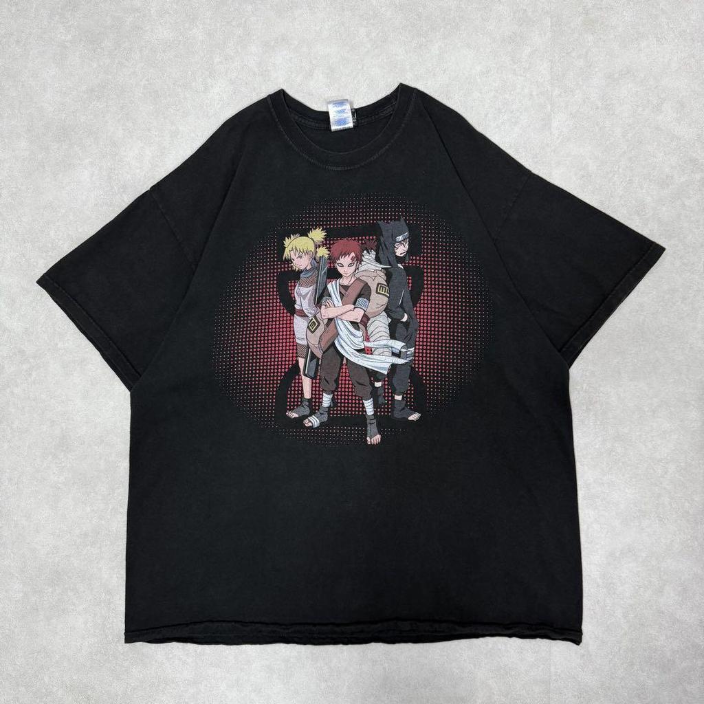 [USED] Vintage 2000s Naruto Gaara Short Sleeve Shirt, Anime, Manga, Black, 12