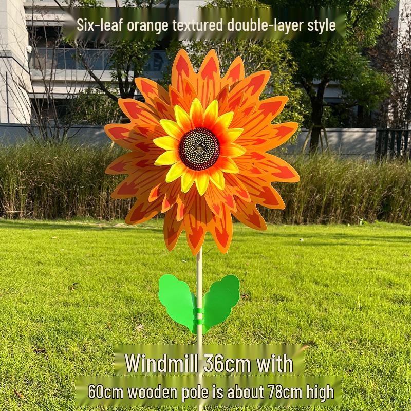 Colorful Sunflower Double-Layer Children's Handheld Pinwheel for Outdoor Decoration