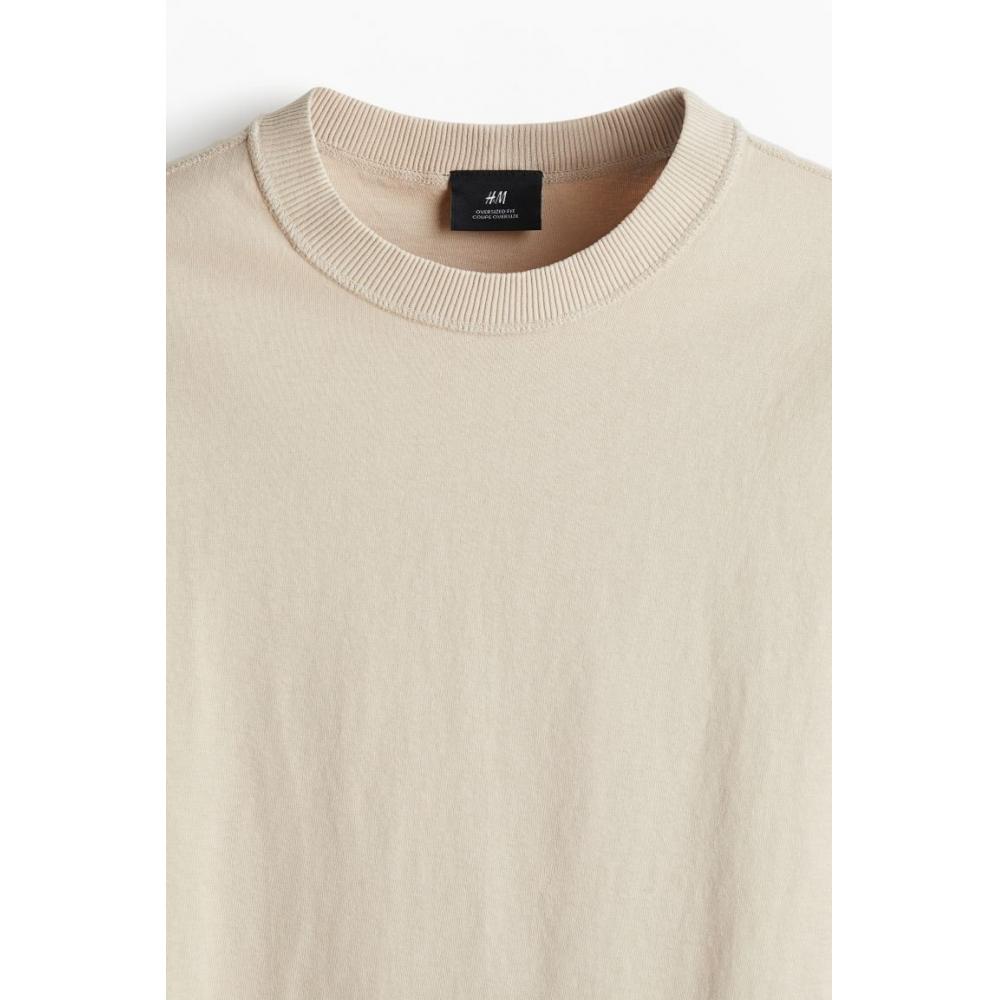 H M Boxy FiT wasHed T sHirT ligHT Beige