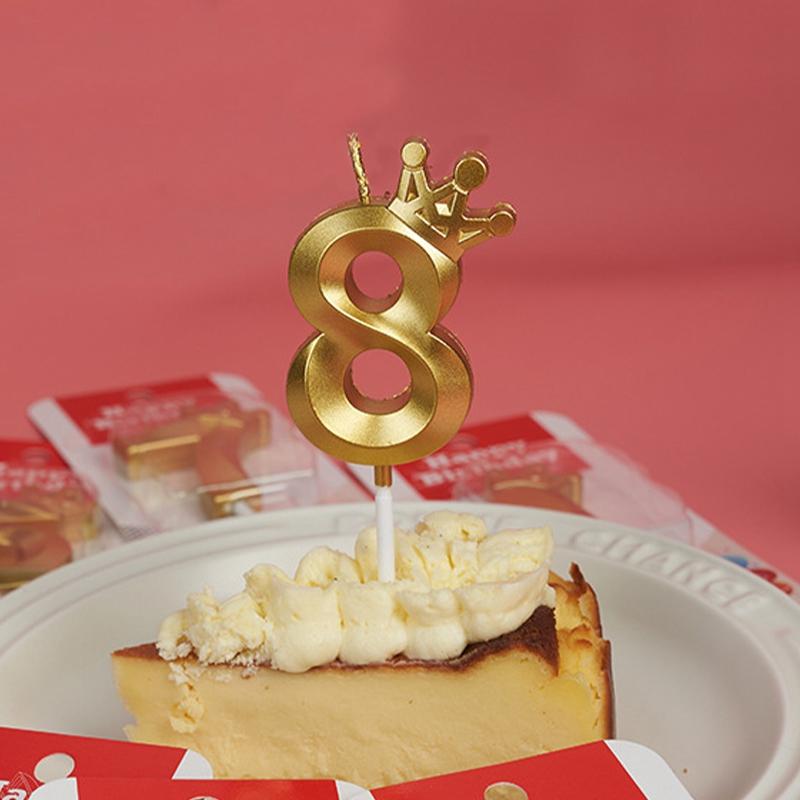 Crown Candle Birthday Decoration Sliver Gold Digital 0-9 Cake Topper Decoration Baby Shower and Anniversary Day Decor Supplies