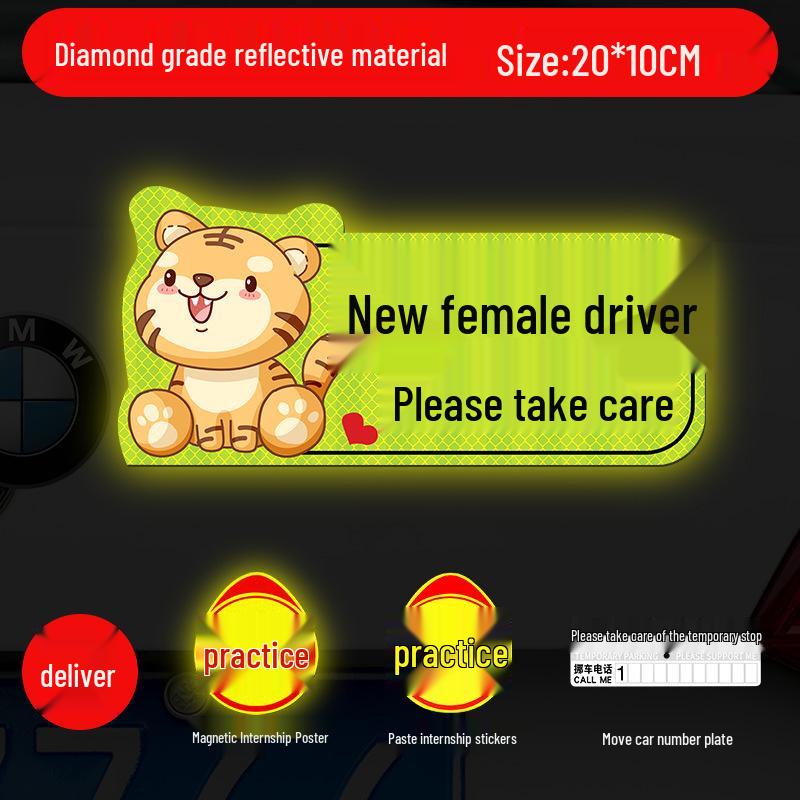 Magnetic Reflective Car Stickers for New Female Drivers