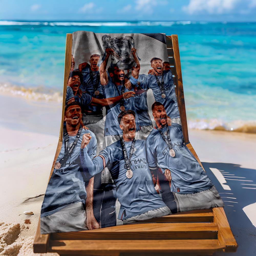 Manchester City Beach Towel Super Soft Microfiber Quickdry Fabric Comfortable Lightweight