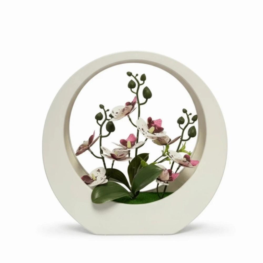 Ornaments Artificial Orchid Pot Plant Decorative Floral Art Moon Shape Imitation Flower Bonsai Home Decor