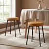 Round Dining Chairs, Set of 2, Stackable, PU Padded Seats, Brown and Black