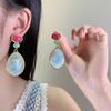 2026 New Resin Round Drop Pendant Earrings Vintage Elegant Luxury Earring for Women Sweet Ladies Girls Gifts Jewelry