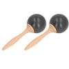 2PCS Sand Hammer Adult Maracas Shaker Wooden Handle Hand Percussion Instrument Toy for Party Concert Black Wood Color