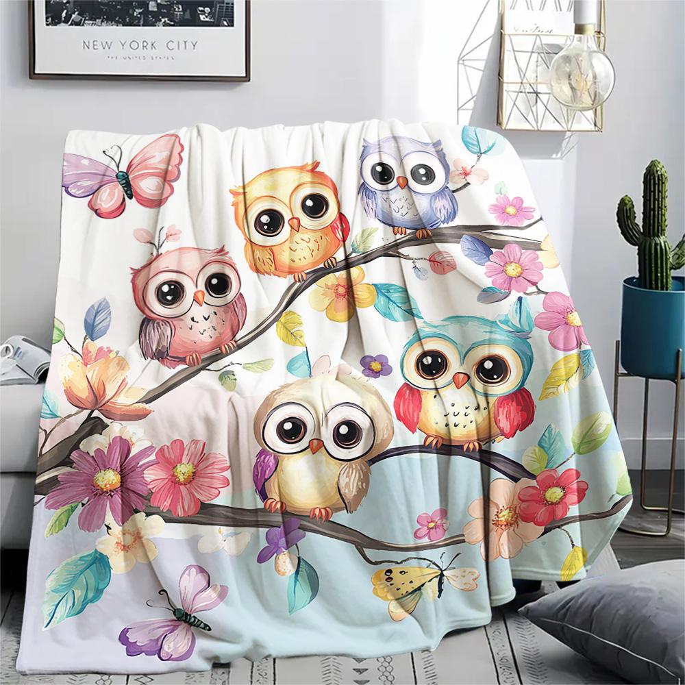 Flanelová deka s potiskem soviček, Vysoce kvalitní, Pohodlná pro všechna roční období, Domácí dekorace, Teplo a pohodlí, Perfektní jako vánoční dárky
