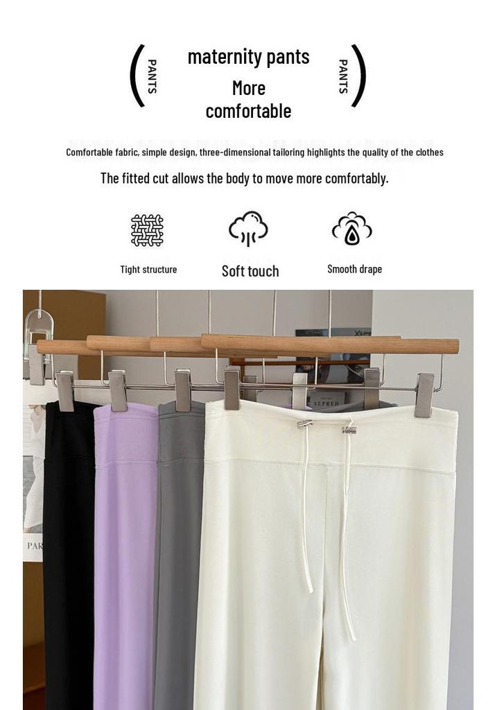 2026 Spring/Summer Maternity Ice Silk Wide-Leg Lace-Up Pants