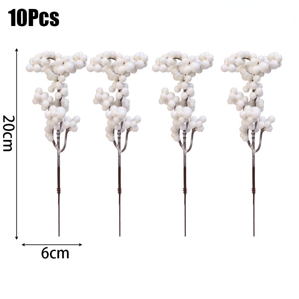 10 Pièces Branches de Baies de Noël Simulées Fleurs Fruits DIY Baies Artificielles Accessoires Décorations de Noël en Mousse