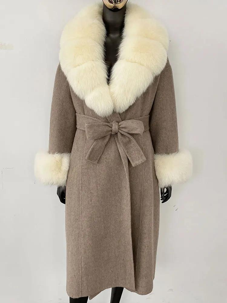 OFTBUY Wool Coat Women 2024 Autumn Winter Real Fox Fur Jacket Female Long Warm Natural Fox Fur Collar Fur Cuffs Coat Woolen Coat