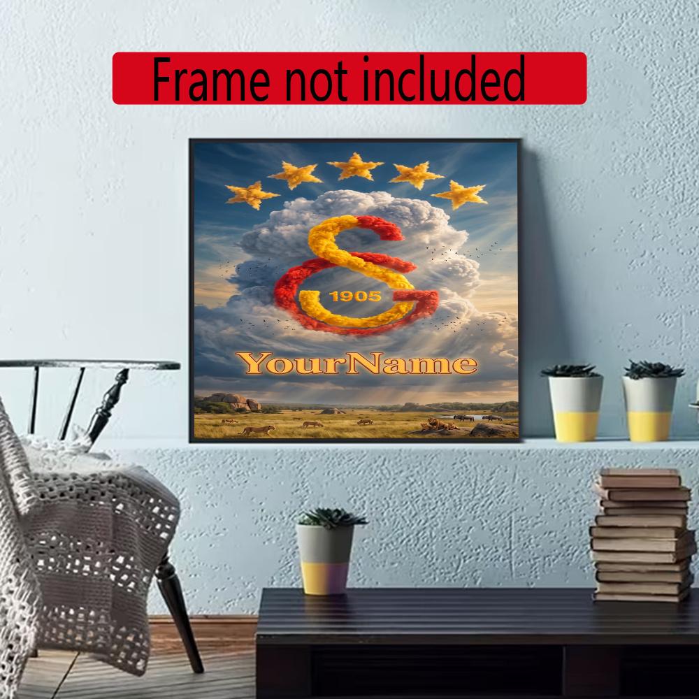 Galatasaray Personalized Name Round Diamond Painting Kit Diamond Embroidery Painting Rhinestones Mosaic Frameless Handwork Decoration Arts