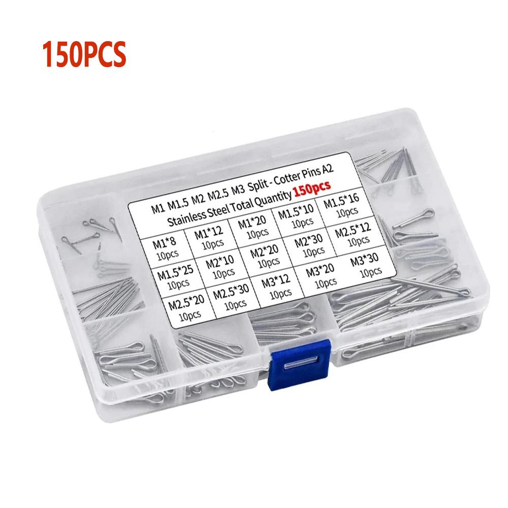 150/340 Pcs Sliver Split Pins Cotter Fixings Assorted Sizes Zinc Plated Steel Hard Case Link Split Cotter Pin Set
