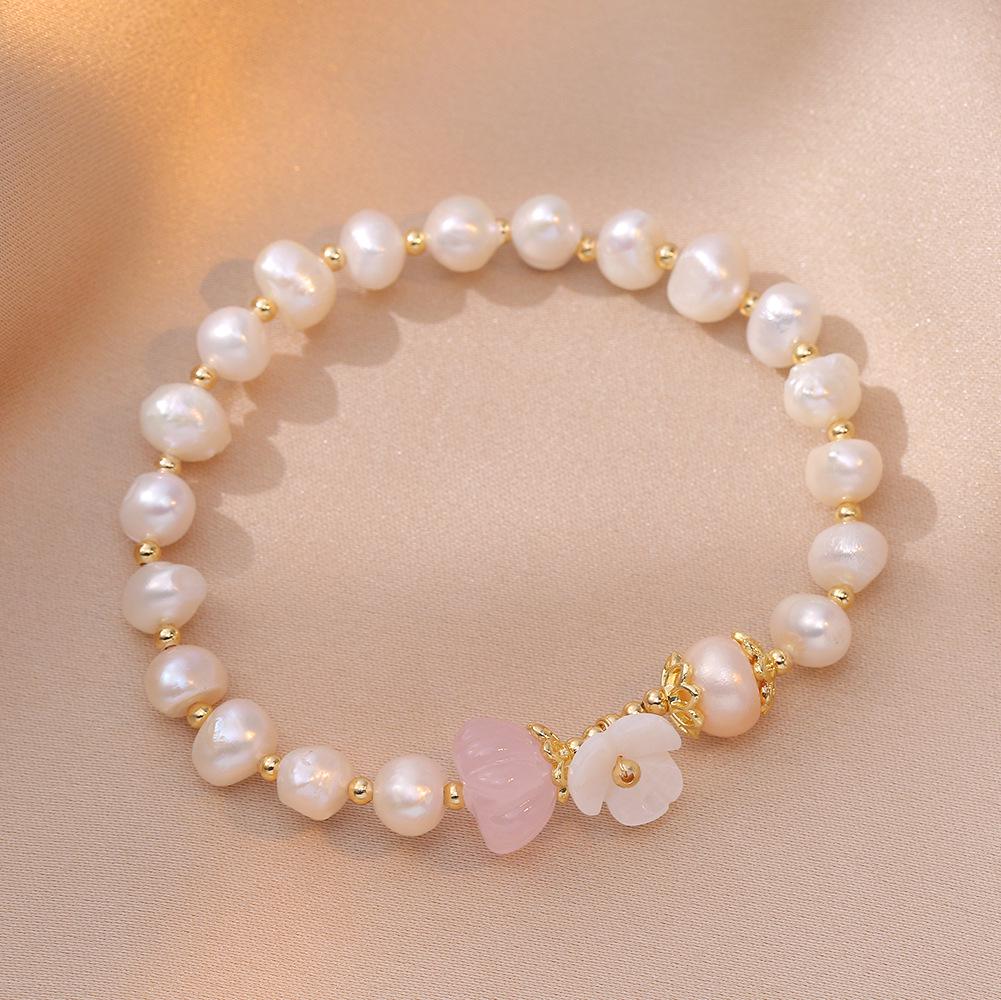 Japanese & Korean Style Shell Flower Freshwater Pearl Bracelet