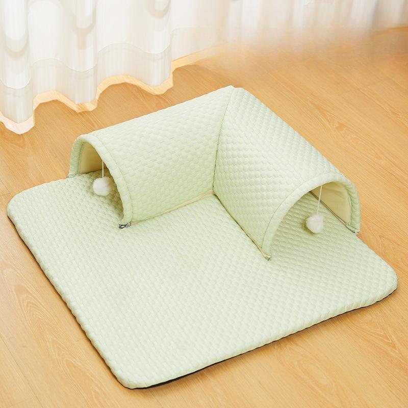 

Новый летний коврик для сна в форме буквы L для кошек и собак, двойной туннель для кошек, закрытое гнездо для кошек, игры и сон, все в одном L70 * 70 * 20