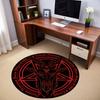 Polyester Baphomet Devil Sheep Head Circular Mat-Black&Red Design with Pentagrams,Perfect for Living Room,Bedroom,Office,or B