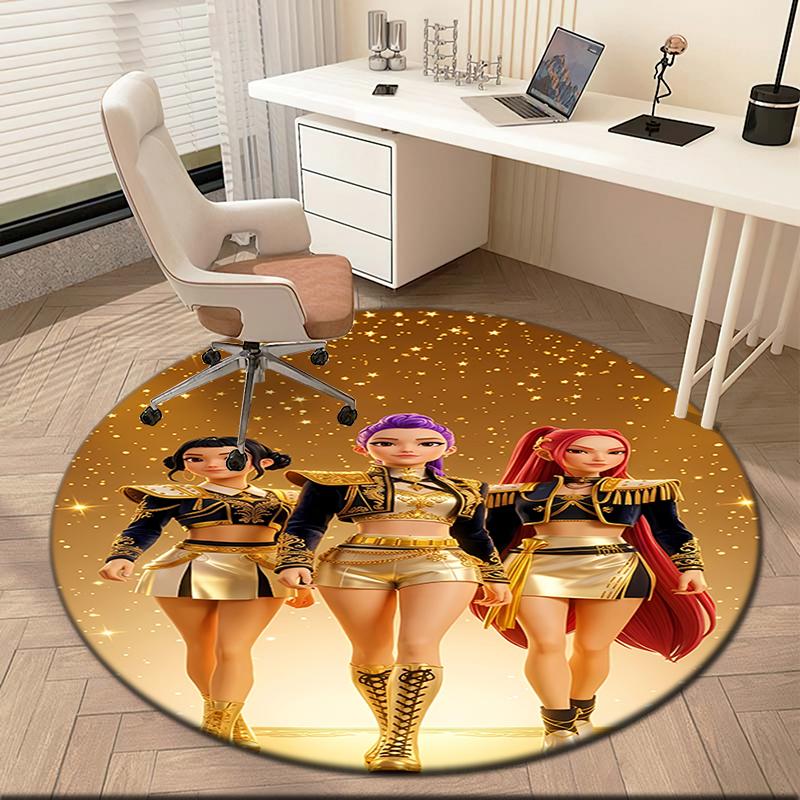 1pc K-Pop Supernatural Theme Round Carpet Painted Printed Circular Carpet, Home Door Mat, Outdoor Travel Protection Carpet