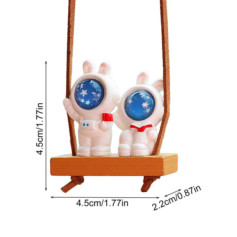 Swing Astronaut Car Pendant Space Rabbit Shape Decorative Tree Pendant With Lanyard Funny Colorful Car Ornaments For Walls Doors