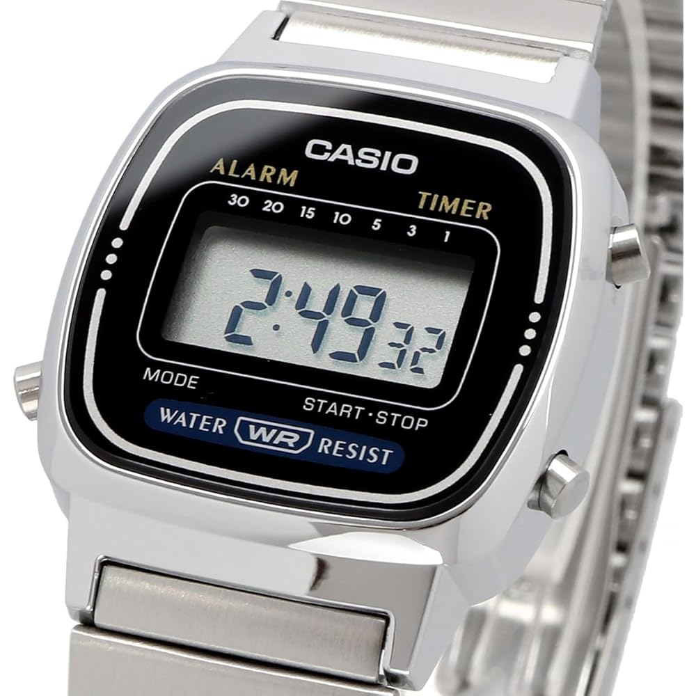 Casio LA670WD-1 Women's Digital Watch Silver Black Stainless Steel Design