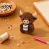 Stress Relief Craft DIY Highland Cow Beading Kit, Cute 3D Bead Pendant Handmade Ornaments with Colorful Beads And Instructions, Beadwork Kit