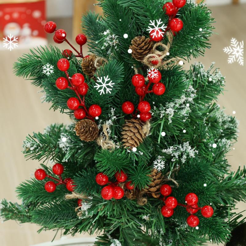 20/1Pcs Simulated Pine Needle Cuttings with Red Berries Red Berry Pine Cone Holly Branches Xmas Tree Ornament DIY Wreath Gift