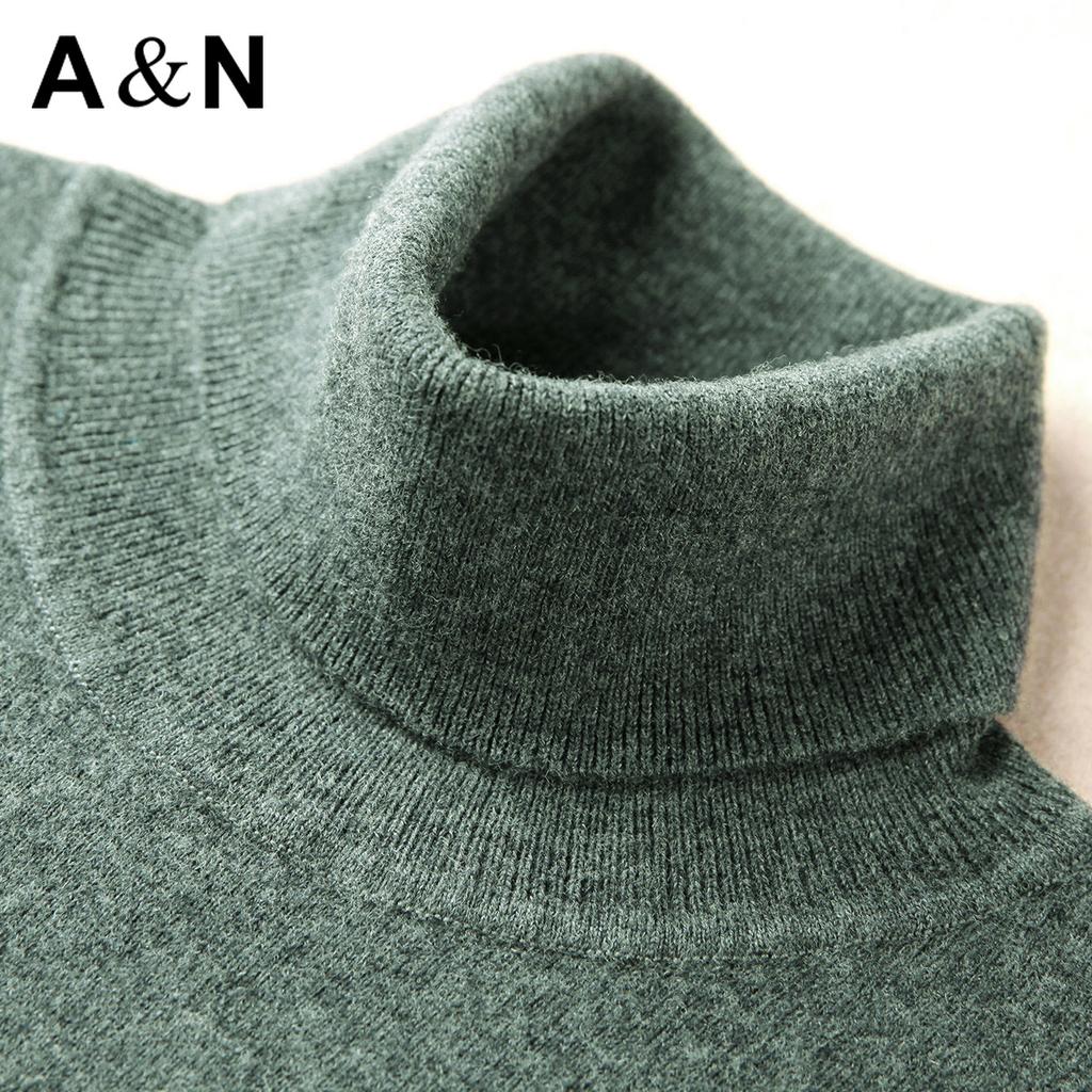 [100% Sheep Wool] Winter Warm and Comfortable Two Collar Woolen Sweater Solid Color Versatile Knitted Base Sweater