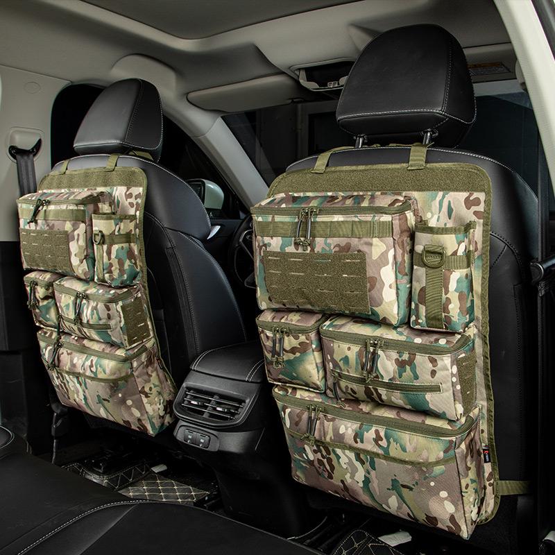 Tactical Car Backseat Organizer Multi-Pocket Nylon Storage Bag With Zipper Pockets Back Seat Hanging Organizer For SUV Truck