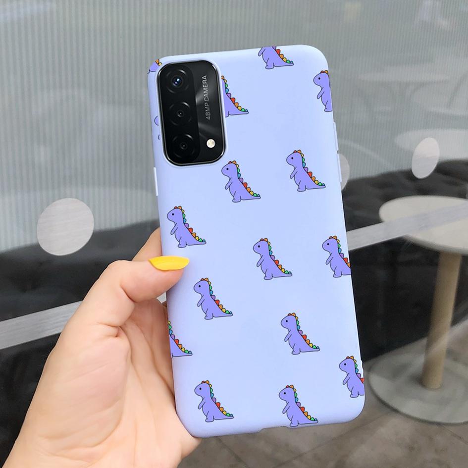 A74 Fodral För OPPO A74 CHP2219 Fodral Lyxigt Fjäder Dinosaurie Daisy Mönster Bakre Skydd För OPPO A74 5G CPH2197 A 74 Mjuk Capa