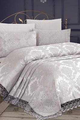 Kure Bedspread Set 2pcs, Coverlet 180x250, Pillowcase 50x70, Single Size, Cotton Sateen, Gray