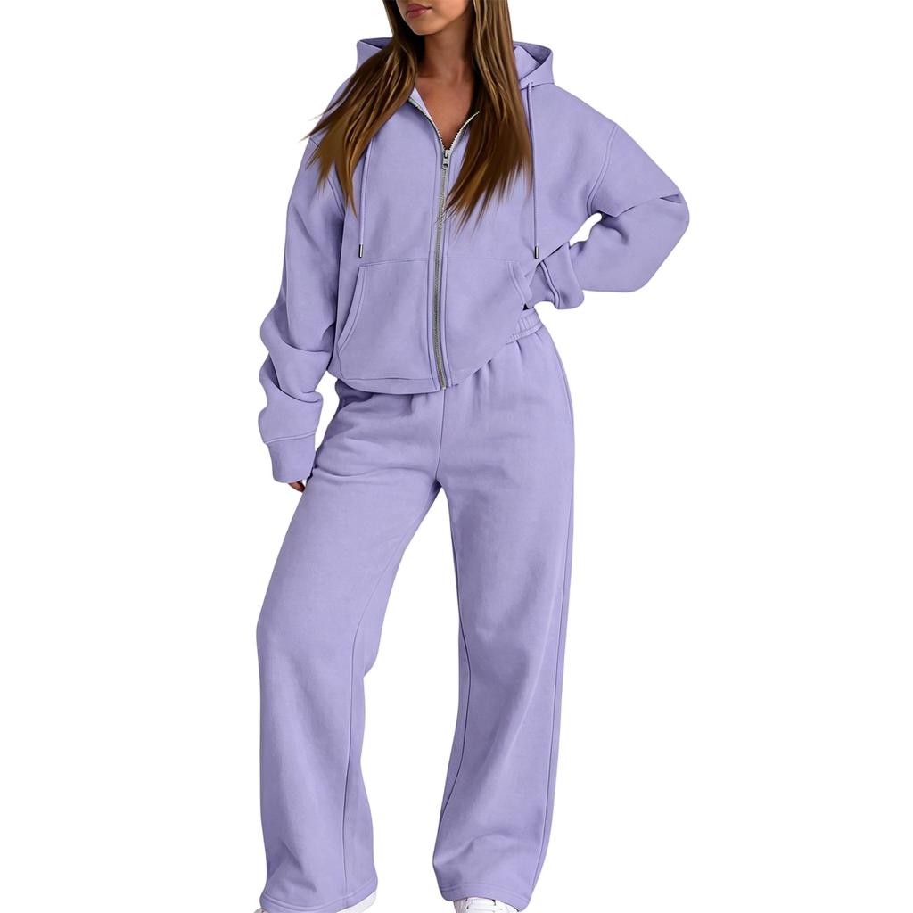 Women's Casual Sweatshirt Jacket Set Comfortable Loungewear for Fall Winter