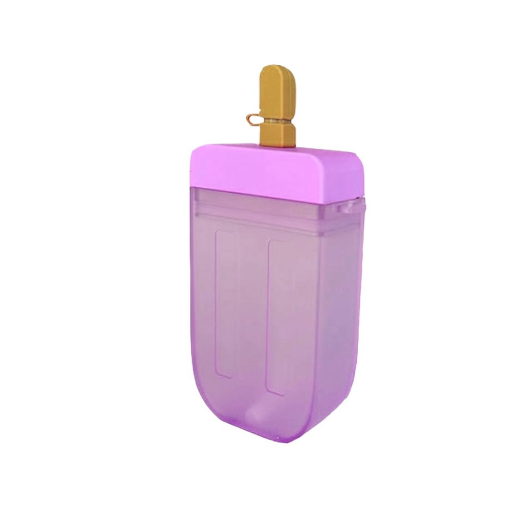 Portable Plastic Water Bottle with Straw Cartoon Ice Cream Popsicle Shape Leak Proof Design for Outdoor Travel and Daily Use