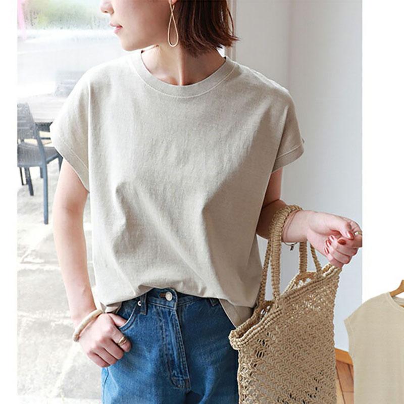 Fashion Elegant Loose Casual Women T Shirts Summer New Short Sleeve Round Neck Cotton T-shirt Women's Tops Simple Slim Solid Female Tee 3477