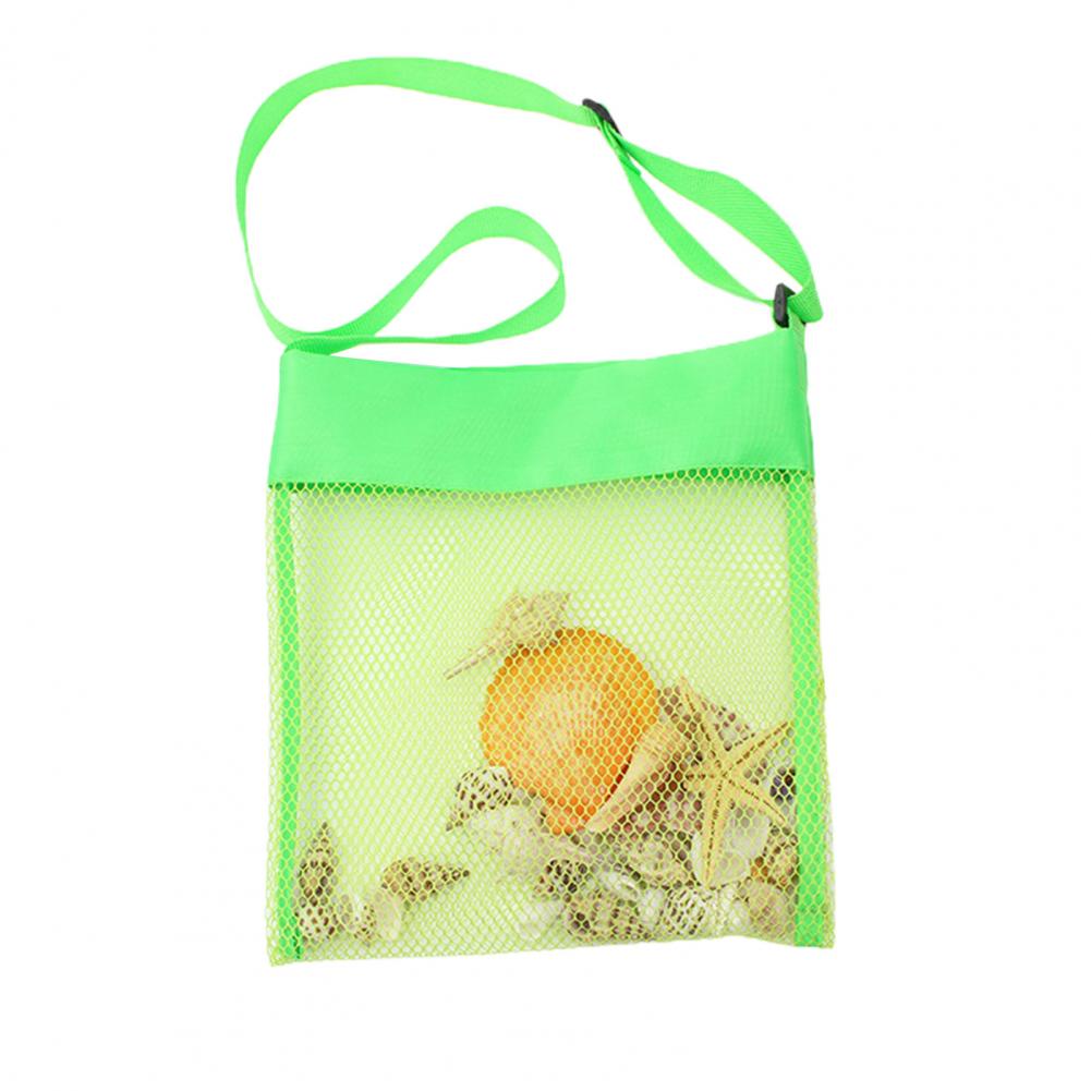 Ultra Light Mesh Beach Bag Adjustable Shoulder Strap Portable Sea Shell Collecting Bag  Kids Beach Bag    Beach Plaything Bag