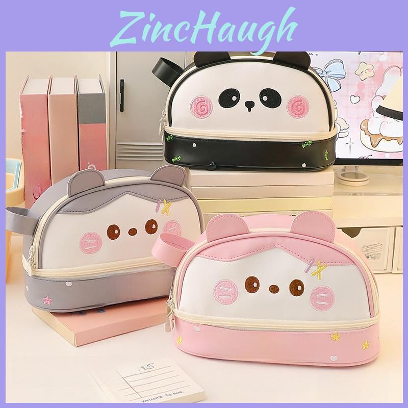 Panda Pu Pen Case With Large Capacity For Students And Office Supplies
