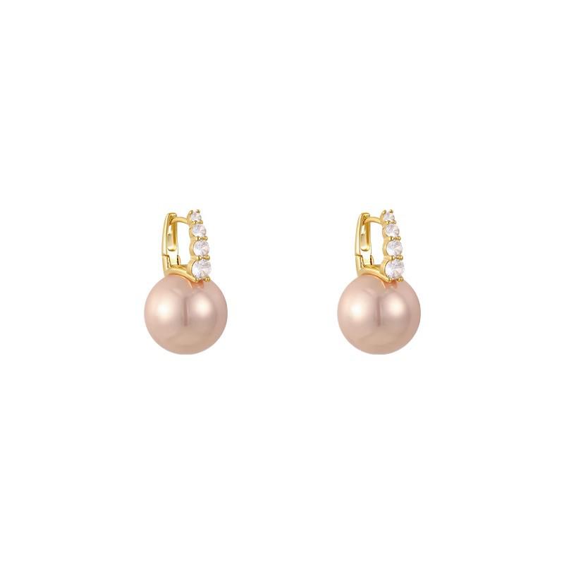 Hot Pink Pearl Earrings: Women's High-End Light Luxury French Studs for Autumn/Winter 2025