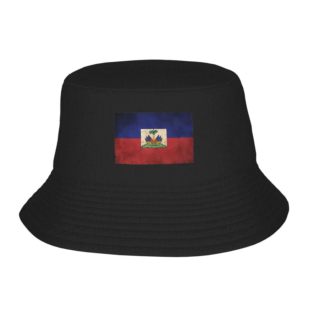 Haitian flag  Bucket Hat For Unisex Women  FisherUnisex Hats Trendy Travel Hiking Caps Soft Fold Hawaii Graphic Visor Hats